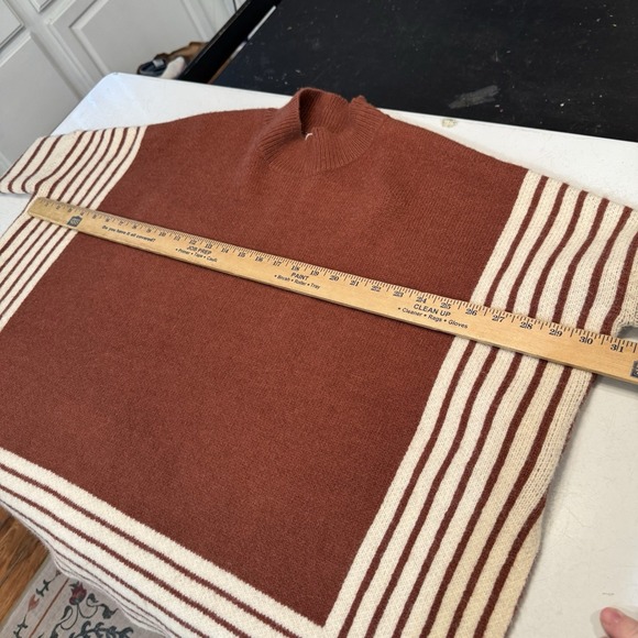 entro Women's Cozy Knit Striped Poncho Sweater Striped Boxy Oversized S/M - Picture 6 of 9